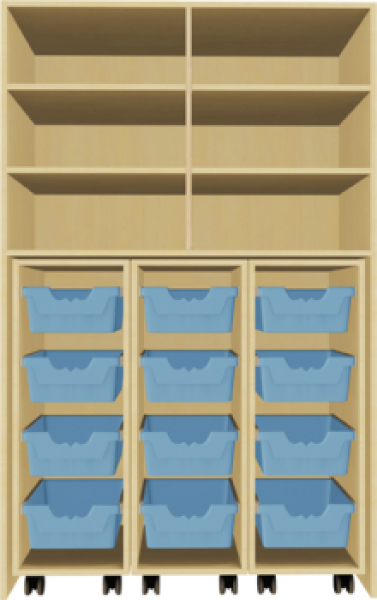Garagenschrank mit Drehtüren inkl. 3 Containern mit je 4 hohen Boxen